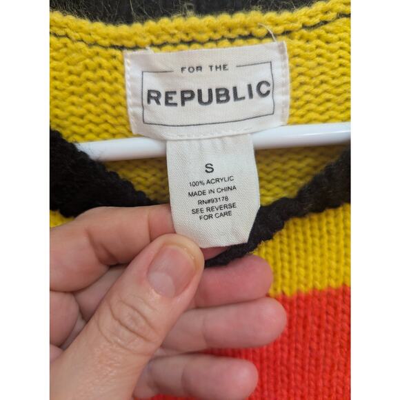 Rainbow striped long sleeve knit sweater by For the Republic size Small - Picture 3 of 9